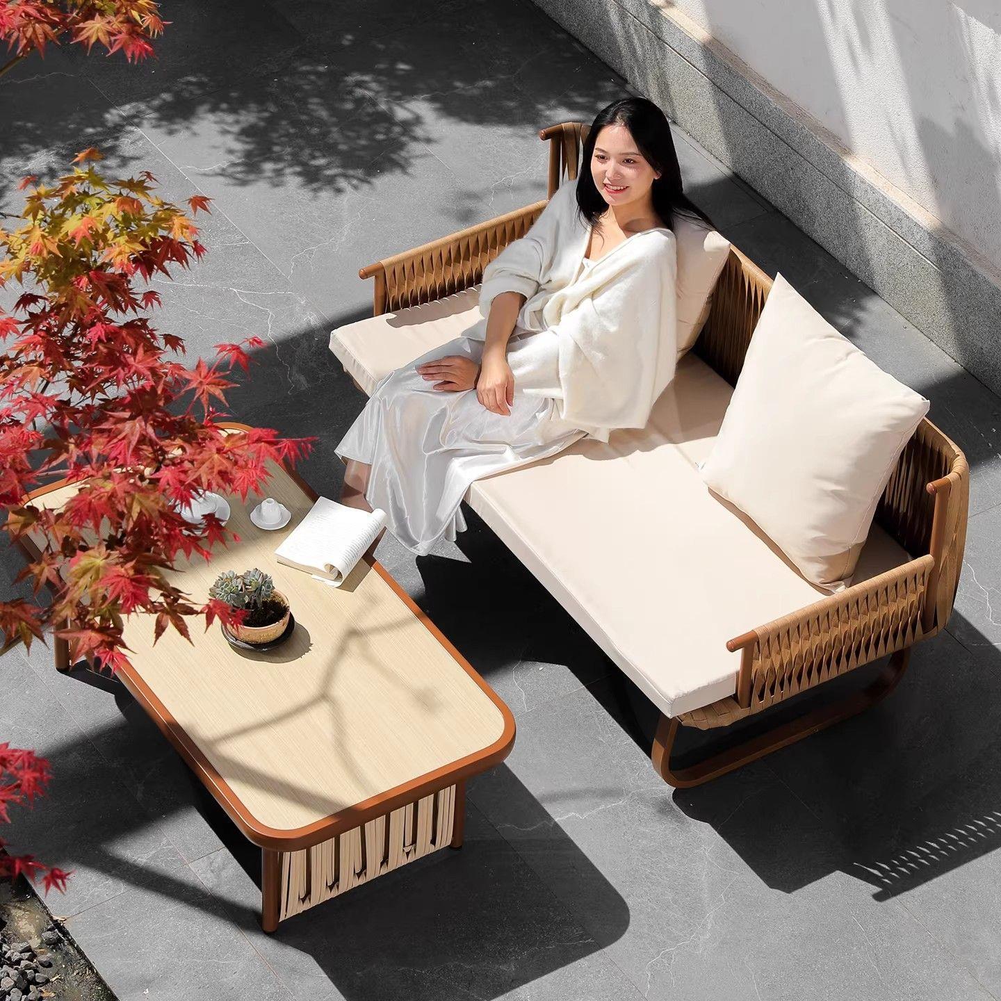 Outdoor Sofa Patio Leisure Outdoor Sunroom Garden Coffee Table Set Designer Hotel Outdoor Sofa Table and Chairs