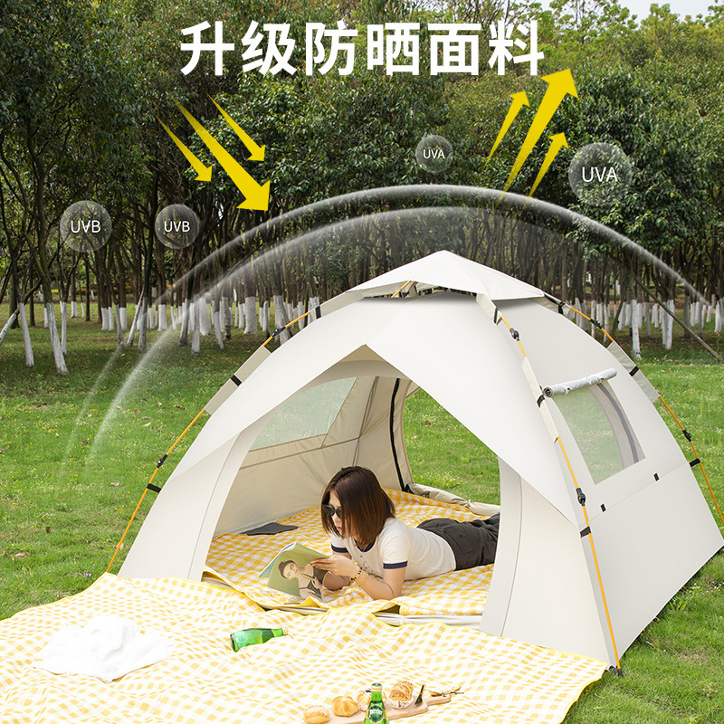 Carpa de campamento al aire libre 3-4 personas, apertura rápida automática, doble plegable, profesional a prueba de lluvia, equipo de campamento portátil