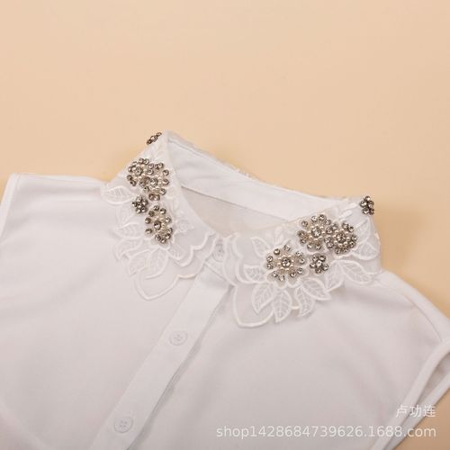 Korean Cute Shirt Collar Rhinestone Decorated Fake Collar Best Selling Women’s Spring and Summer Lace Versatile Fake Collar