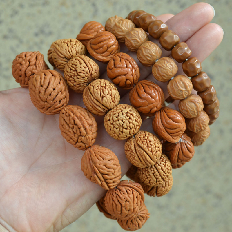 Dragon-Patterned Peach Seed Bracelet, Brain-Patterned Walnut Bracelet, Peach Nut Bracelet, Monkey Head Patterned Bracelet, Cook Bucket Bead Bracelet for Men and Women