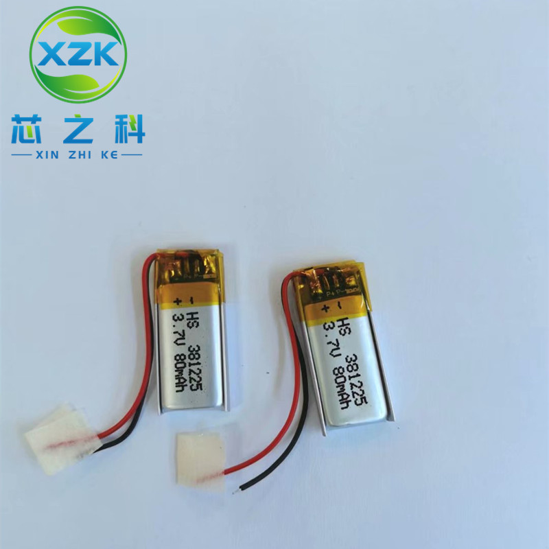 工厂直供381225聚合物锂电池3.7V 80MAH智能穿戴蓝牙耳机温度仪