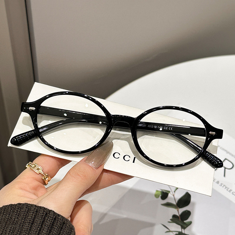 FakeオタクTRフレーム楕円形可フィット度高级感女性べっこうメガネすっぴんフレームメガネフレーム