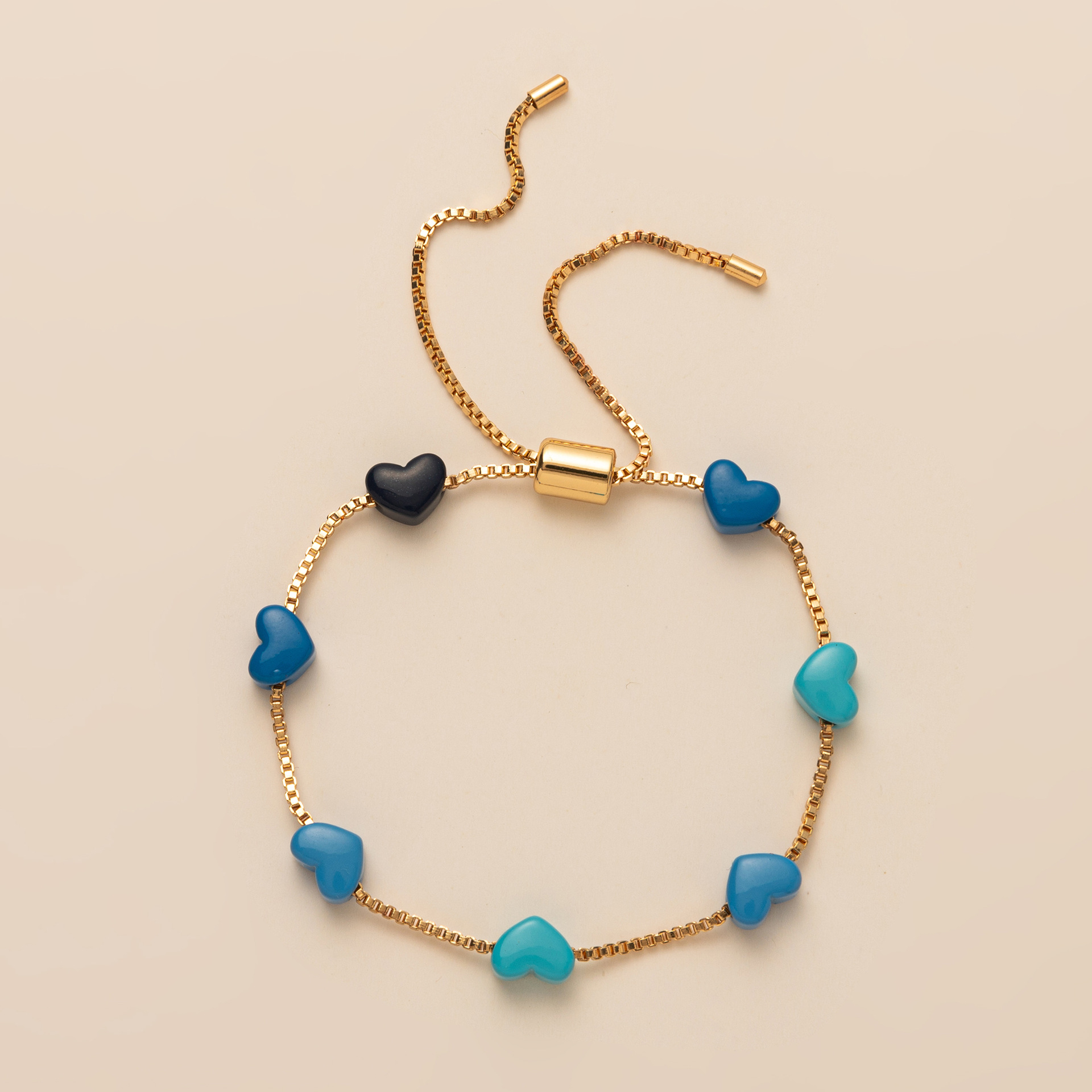 Pulsera corazón gradiente para mujer chapada en oro moda_voghion.com
