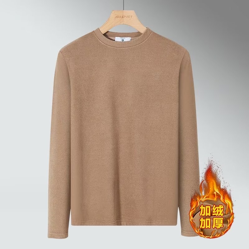 카키-드 벨벳 크루넥