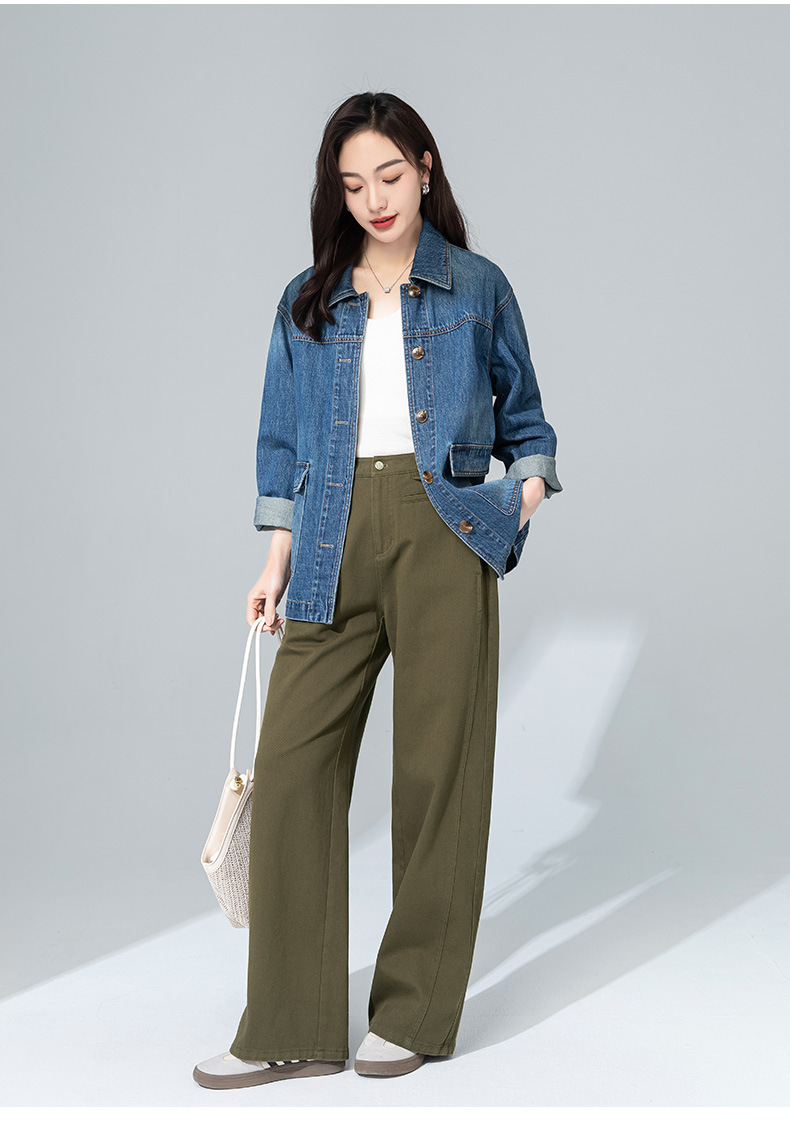 Quần jean nữ ống đứng cạp cao dáng suông — Màu trắng chi tiết 18