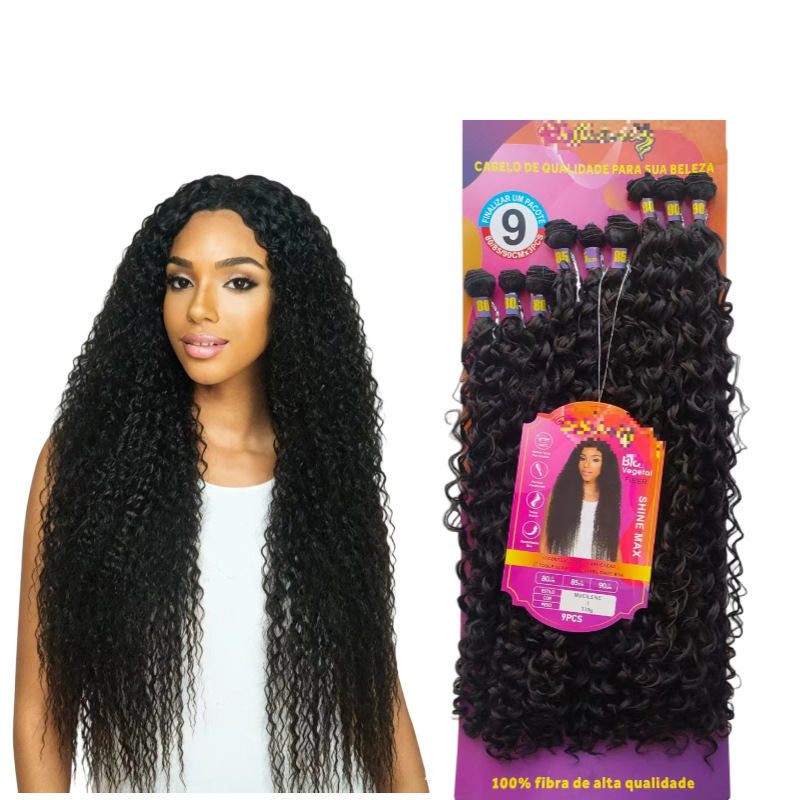 Cross-border foreign trade: European, American, and African high-temperature synthetic hair curtain nine-piece set, synthetic fiber wigs from a powerful source manufacturer, hot-selling Cross-border foreign trade: European, American, and African high-temperature synthetic hair curtain nine-piece set, synthetic fiber wigs from a powerful source manufacturer, hot-selling