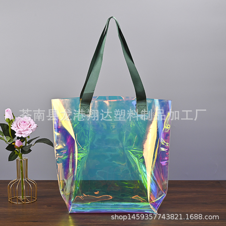 TPU透明手提袋定 制镭射袋时尚单肩购物袋简约服装包装塑料袋子