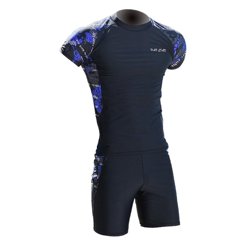 New men's swimsuit five swimming trunks split suit short sleeve long sunscreen quick-drying foreign trade manufacturers wholesale custom cross-border