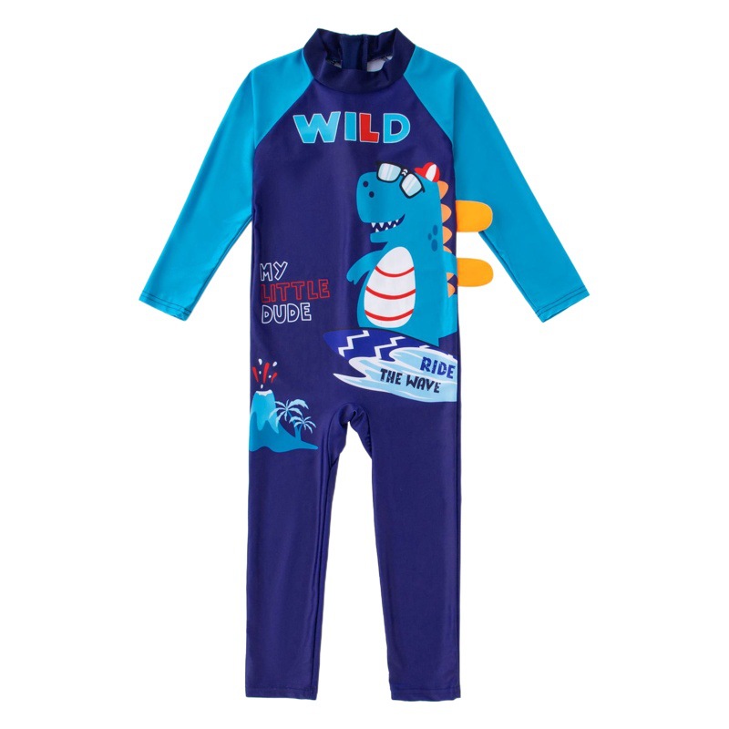Traje de baño de manga larga con protección solar para niños, niño, pequeño, grande y mediano, bañador de dibujos animados para bebés, traje de baño de secado rápido, traje de surf
