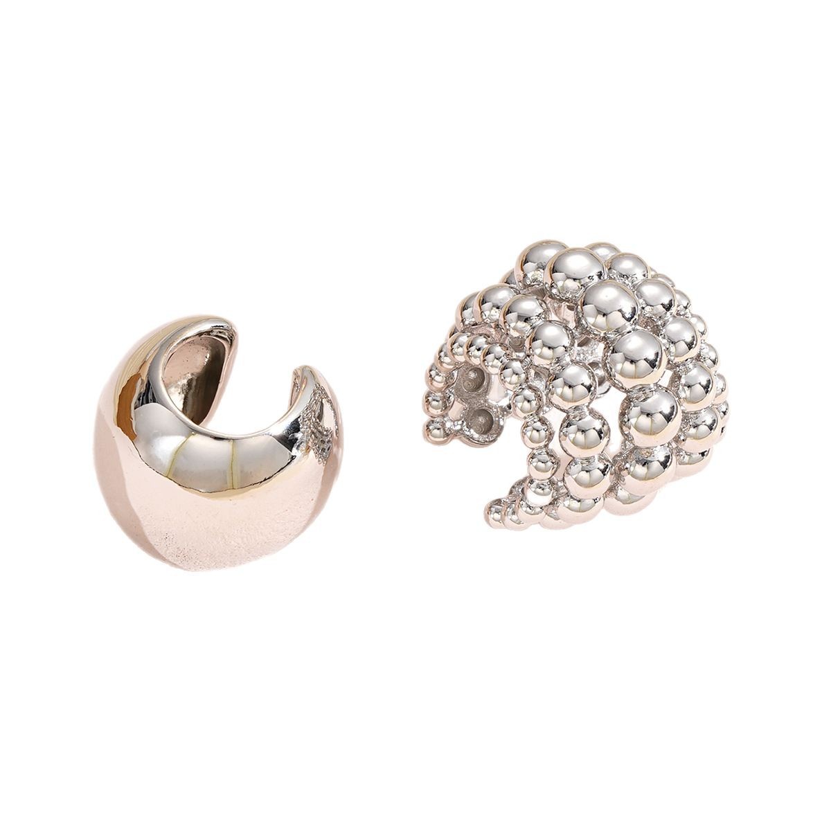 Nuevo estilo transfronterizo creativo y exquisito clip de oreja con cuentas semicircular en forma de C joyería de moda aretes de cobre de alta calidad para mujer juego de 2 piezas