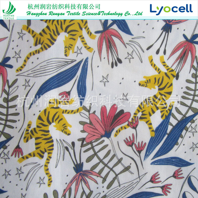 天丝斜纹印花面料160g 天丝莱赛尔印花 Lyocell莱赛尔印花面料