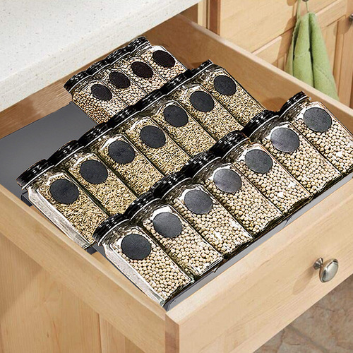 Iron powder spray spice rack kitchen drawer spice rack stacked ladder drawer organizer spice storage storage rack
