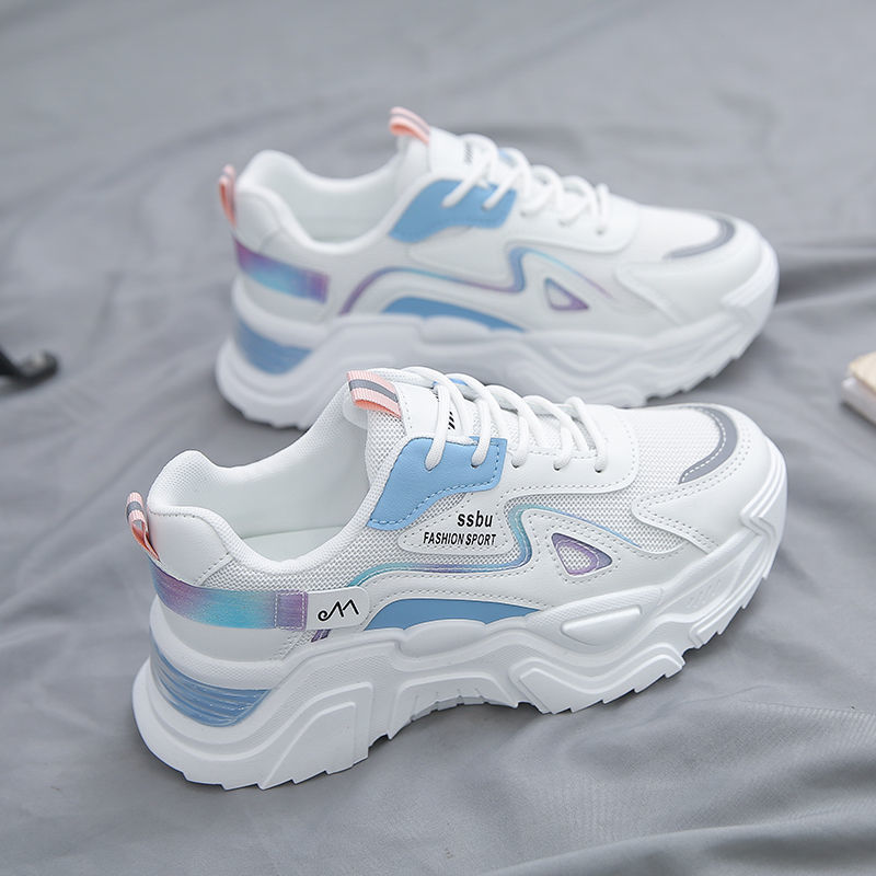 Zapatos de mujer Primavera y otoño Nuevas zapatillas de deporte versátiles de alto aspecto de suela gruesa malla transpirable zapatillas clunky deportes casuales zapatos de mujer