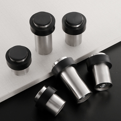 304 stainless steel door stop, round precision cast door stop, wooden door, silicone heightened door bump, punch-free, anti-collision solid door top