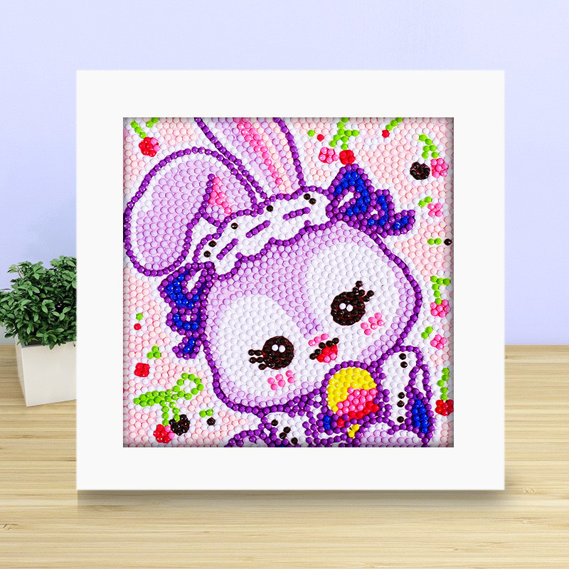 Pintura de diamante DIY con marco de fotos para enviar lleno de diamantes y pintura de diamantes para hacer pintura al óleo de dibujos animados educativos para niños 2024 ladrillo pegajoso y diamantes brillantes