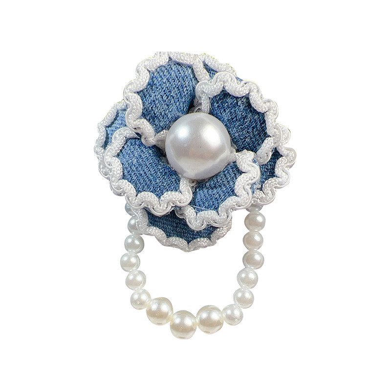 New Korean Style Camellia For Women, French Sweet Pearl Blue Bow Brooch Accessory_voghion.com