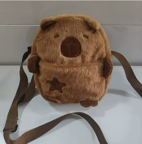 2024 nueva mochila de carpincho de felpa Kapibala linda bolsa de piel de todo fósforo mochila de estudiante de dibujos animados femenina
