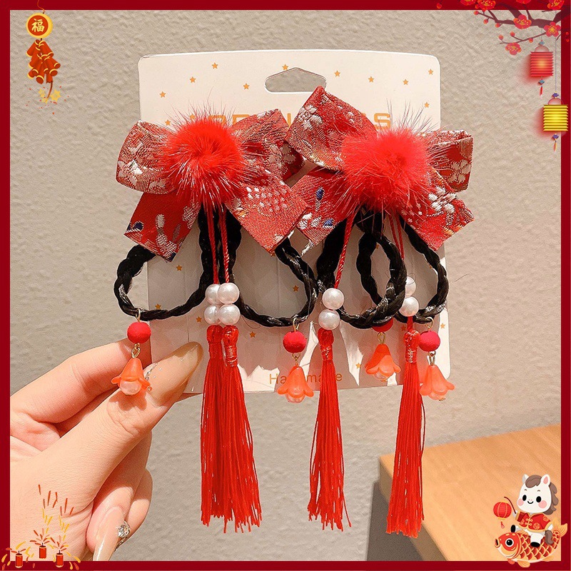 Horquilla Infantil con Borlas Chinas Hecha a Mano para Año Nuevo y Hanfu