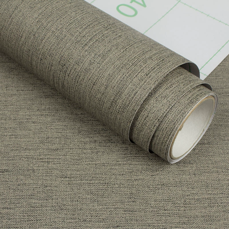 Self-Adhesive PVC Wallpaper, Imitation Linen Pattern, Waterproof & Moisture-Proof, Various Widths