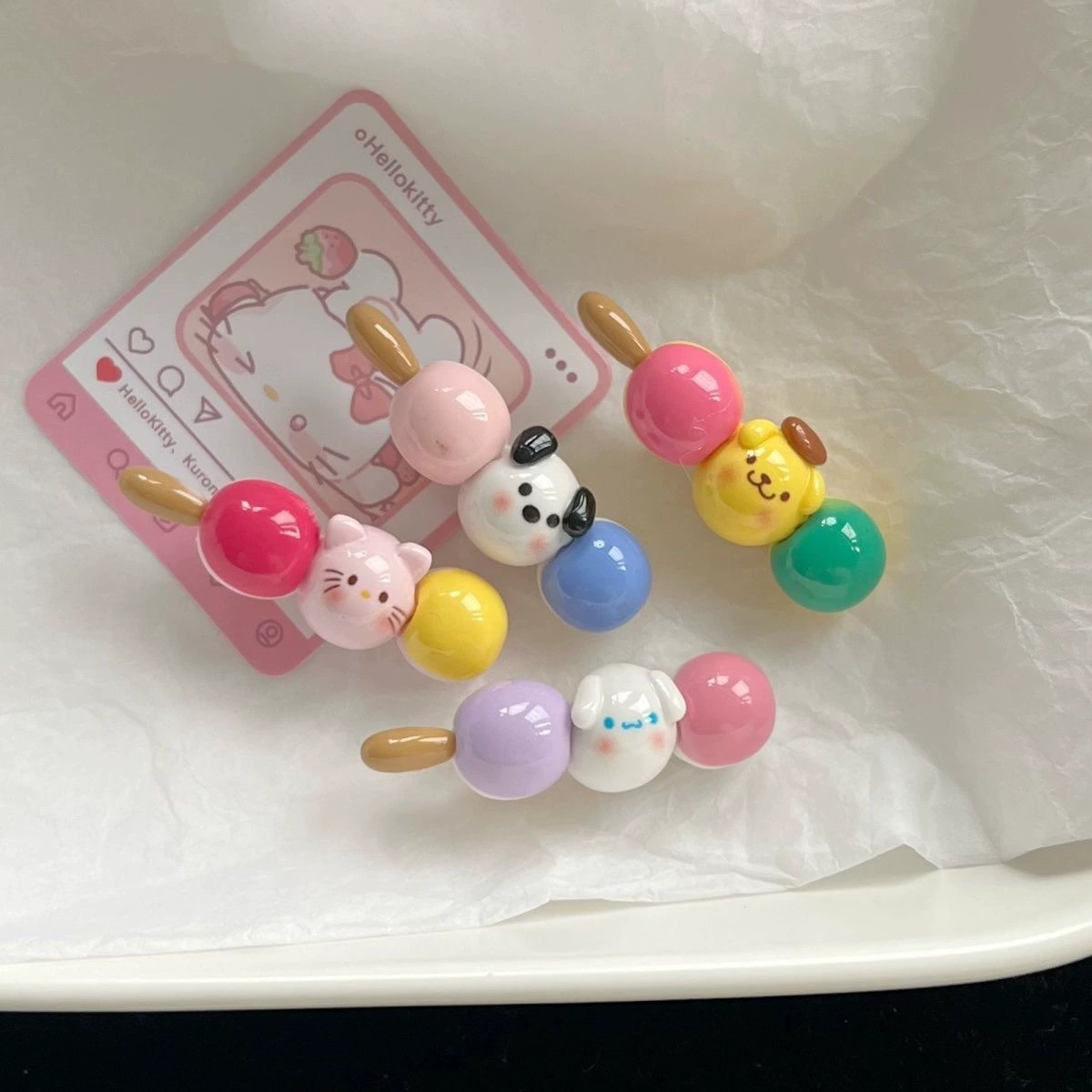Sanrio, бренд пищевой набор, челки, аксессуар для волос в виде мультгероев для учащихся начальной школы, хвостик