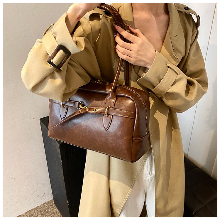 Retro Large Capacity Underarm Bag For Women 2024 New Winter Shoulder Bag Handbag Commuter Boston Pillow Bag - Thumbnail 4