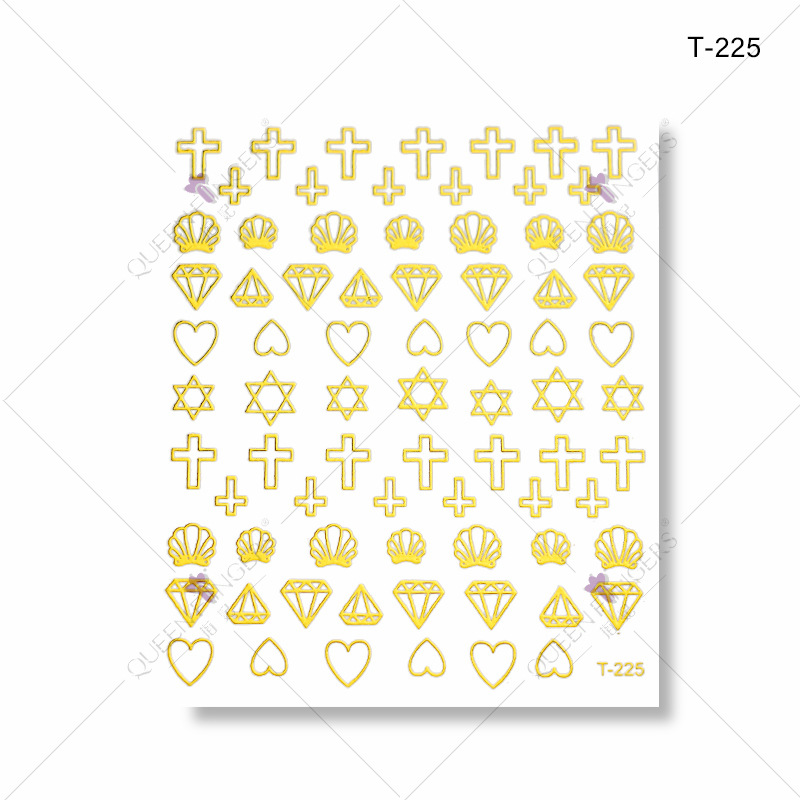 Dedo bowknot diamante bronceado DIY pasta de uñas gato línea geométrica buey Año Nuevo serie manicura pegatinas