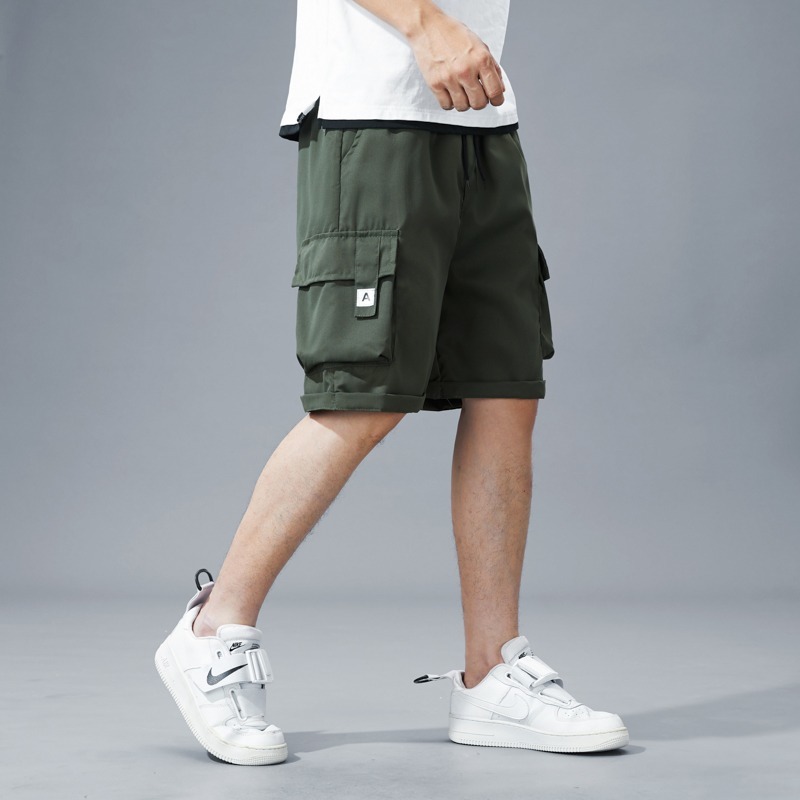 Men's Summer Thin Cargo Shorts Trendy American Style Multi-Pocket Loose Straight Versatile Casual Knee-Length Shorts