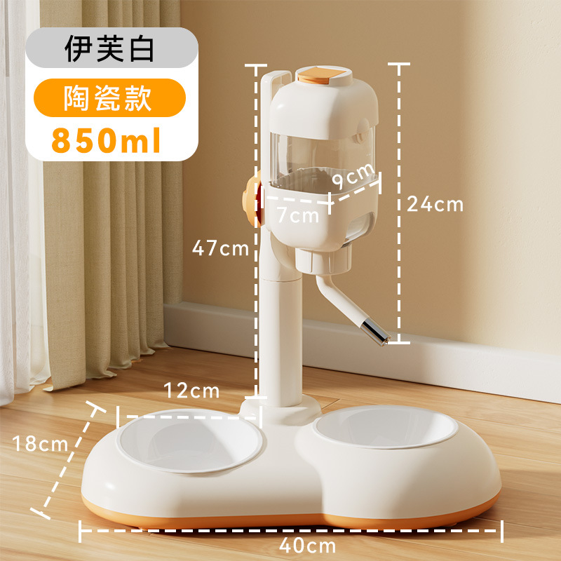 Perro vertical transfronterizo fuente de bebida automática para mascotas alimentación ajustable para mascotas de acero inoxidable antidetonante doble tazón de gato