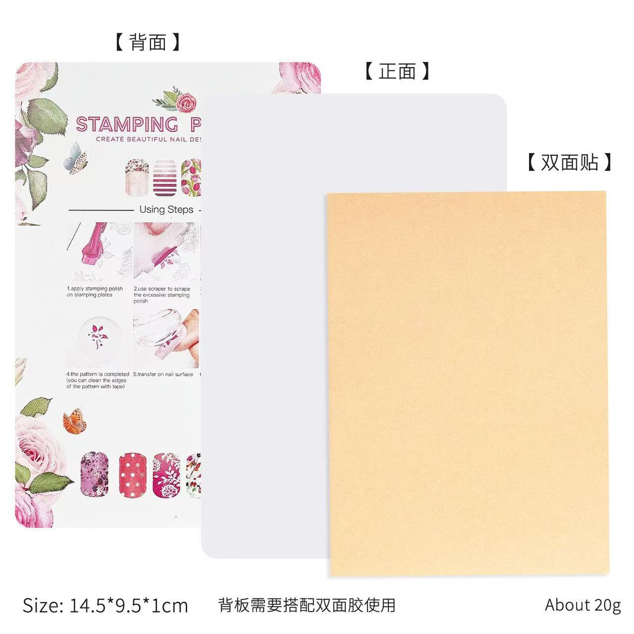 Impresión de manicuras placa de acero placa posterior gran uñas de silicona sello de transferencia placa de cojín plantilla redondeada auxiliar al por mayor