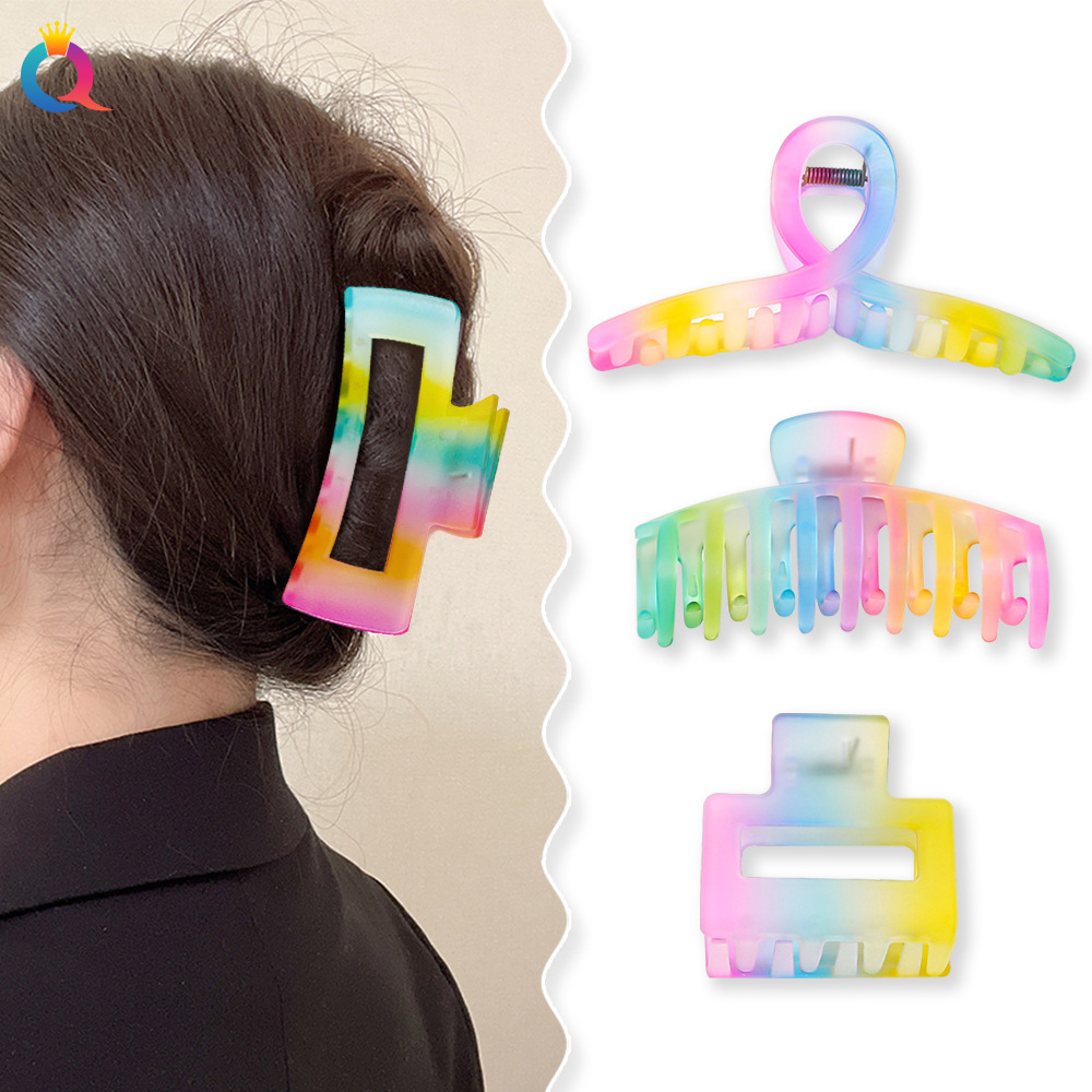 55g Weight Hair Claws Hair Accessories Type 1 Piece Quantity Holiday, Daily Occasion Plastic Material Rainbow Pattern Women's Gender Sweet, Simple Style Style Women's Sweet Simple Style Rainbow Plastic Hair Claws 无