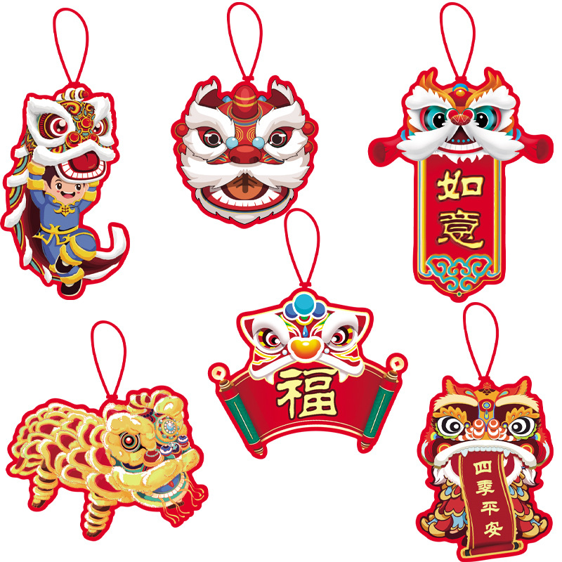 Año nuevo Festival de Primavera decoración pequeña tarjeta melocotón árbol bonsai planta verde decoración pequeño colgante centro comercial tienda supermercado diseño de la escena