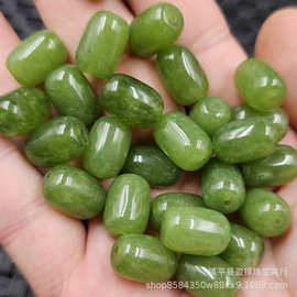 橄榄绿桶珠玉石散珠草绿色路路通手链项链饰品配件手工玉珠子批发