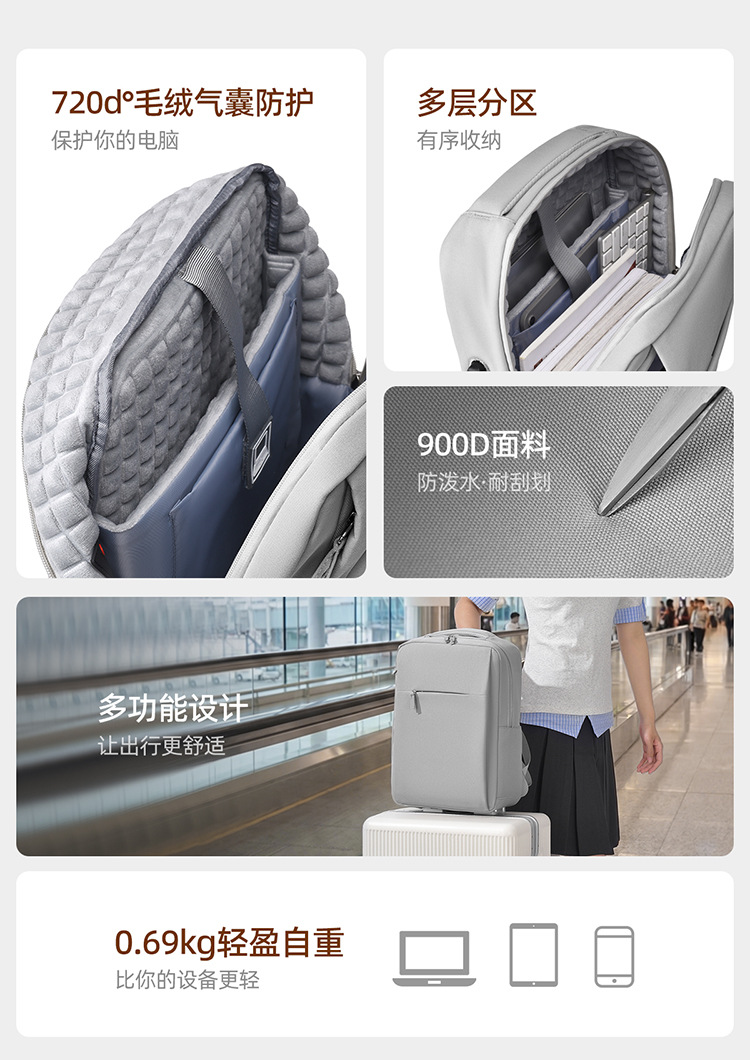 2026 New Style Men's and Women's 720-Degree Air Cushion Business 16-Inch Large Capacity Backpack College Student Laptop Bag Shoulder Bag