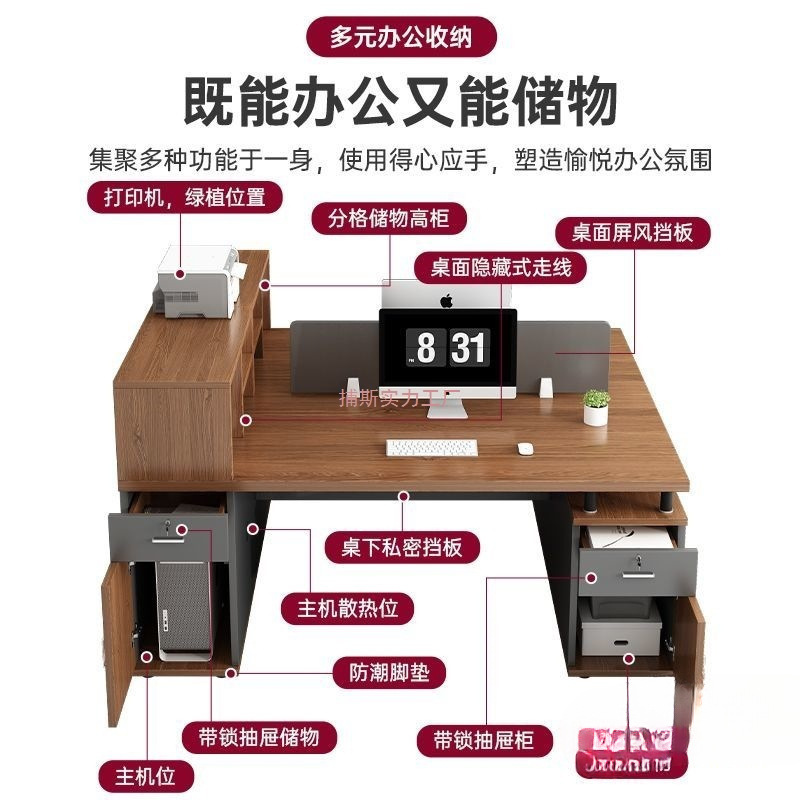 办公桌员工位老板财务职员桌办公室简约现代台式双人电脑桌椅组合|undefined