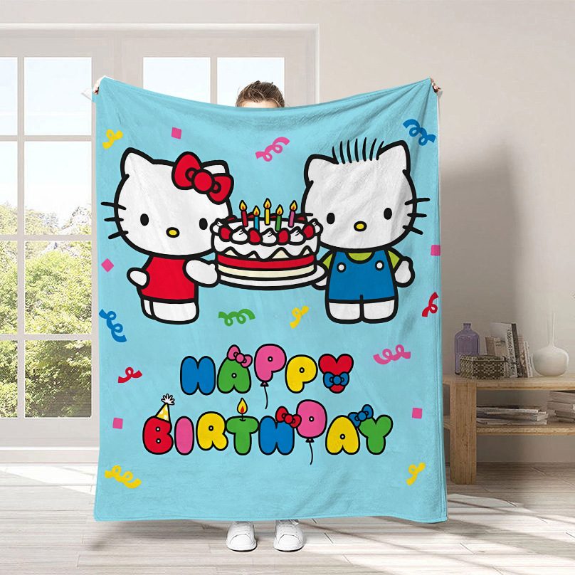 Monopolio transfronterizo de dibujos animados Sanrio mantas para niños lindas Hellokitty flange mantas de peluche cuatro estaciones mantas de peluche