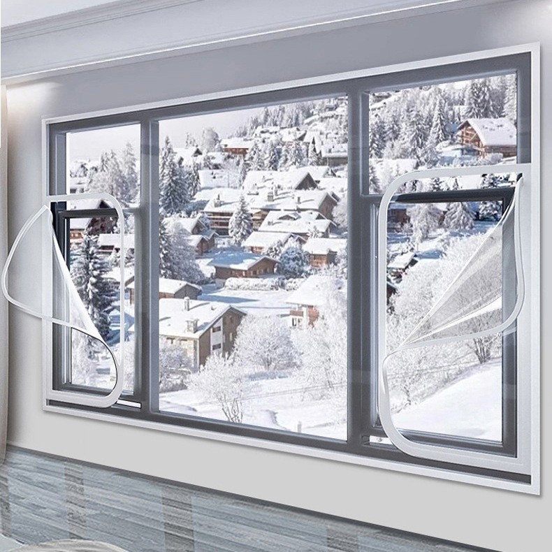 invierno cortina de aislamiento térmico a prueba de viento ventana de sellado de fugas de viento artefacto de viento tela de plástico gruesa anticongelante aislamiento frío