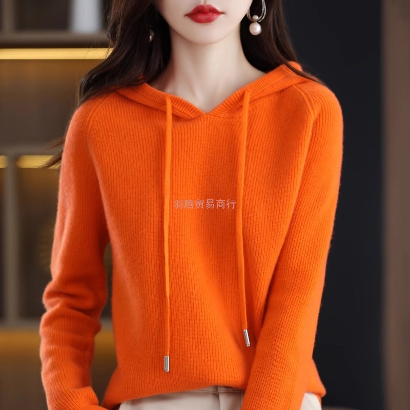 秋冬新款连帽卫衣女宽松韩版带帽毛衣加厚长袖打底配大衣针织衫春