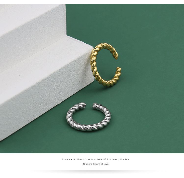 Korean Style Simple Twist Simple Bracelet Ring Female Ins Cold Style Fashion AllMatch Index Finger Ring Open Ornamentpicture1