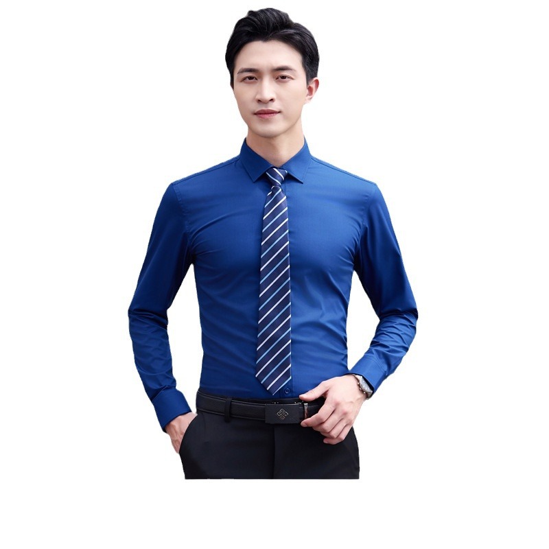 대나무 섬유 남성과 여성의 봄 여름 비즈니스 통근 반팔 셔츠 순백색 정장 핏 노아이론 셔츠 작업복