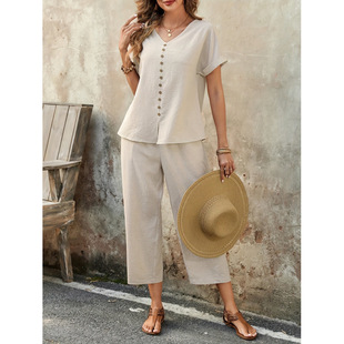 R 85881 Solid color women's two-piece ��ɫ�OӋŮ�b�ɼ���