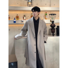 韩系中长款风衣男士秋季感英伦风宽松过膝大衣高个子情侣外套