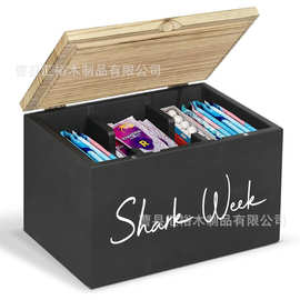 木制女性卫生用品收纳盒翻盖式浴室储物盒纸巾盒多格卫生棉条盒