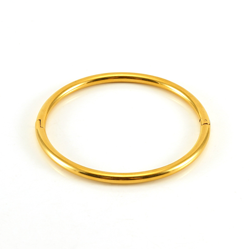 Pulsera redonda de acero de titanio con anillo liso y brillante, diseño de nicho simple, pulsera versátil de acero inoxidable, joyería de mano que no se decolora