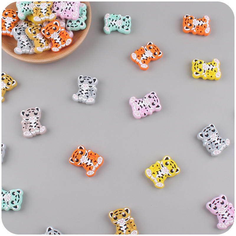 Suministros para bebés de dibujos animados animal silicona Tigre mordedor creativo DIY bebé molar chupete cadena anti-gota cadena Accesorios