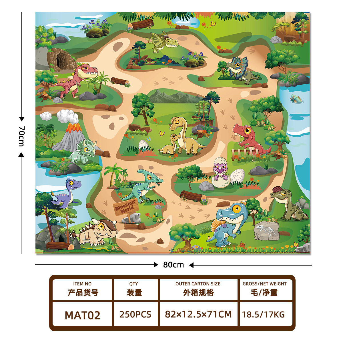 Cross-Border Non-Woven Play Mat Carpet Crawling Mat Foreign Trade Dinosaur Toy Scene Waterproof City Map Accessories