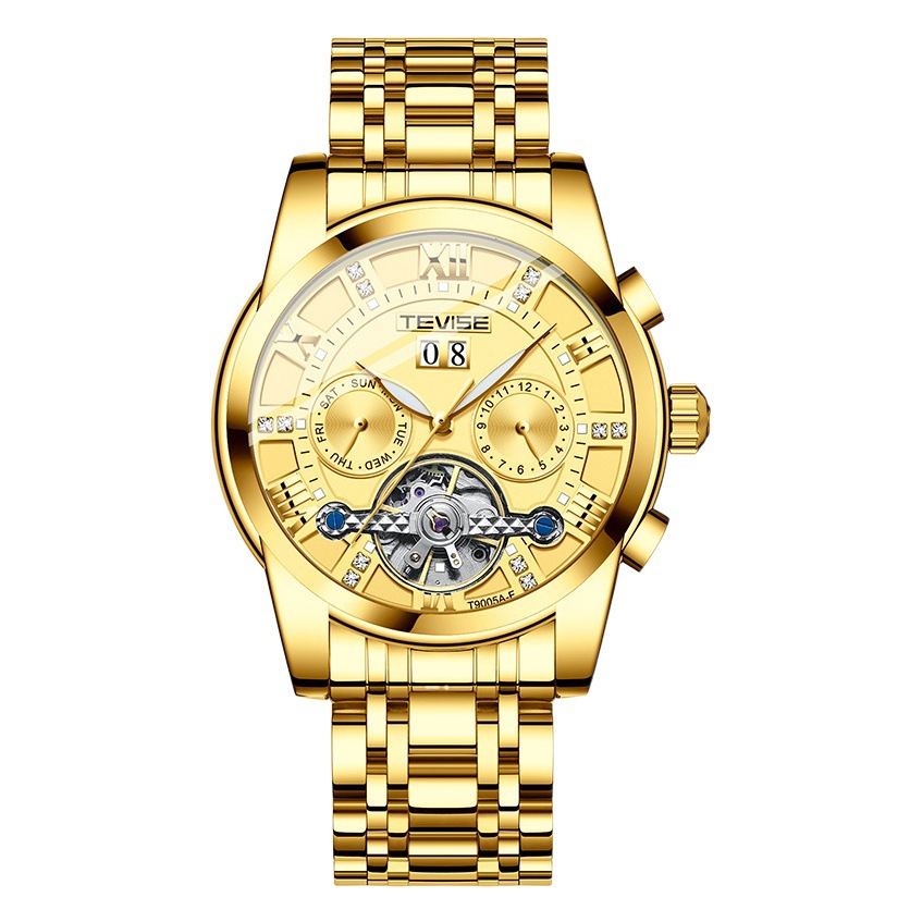 Marca Suiza TEVISE popular reloj de hombre reloj de moda reloj mecánico multifuncional impermeable reloj famoso