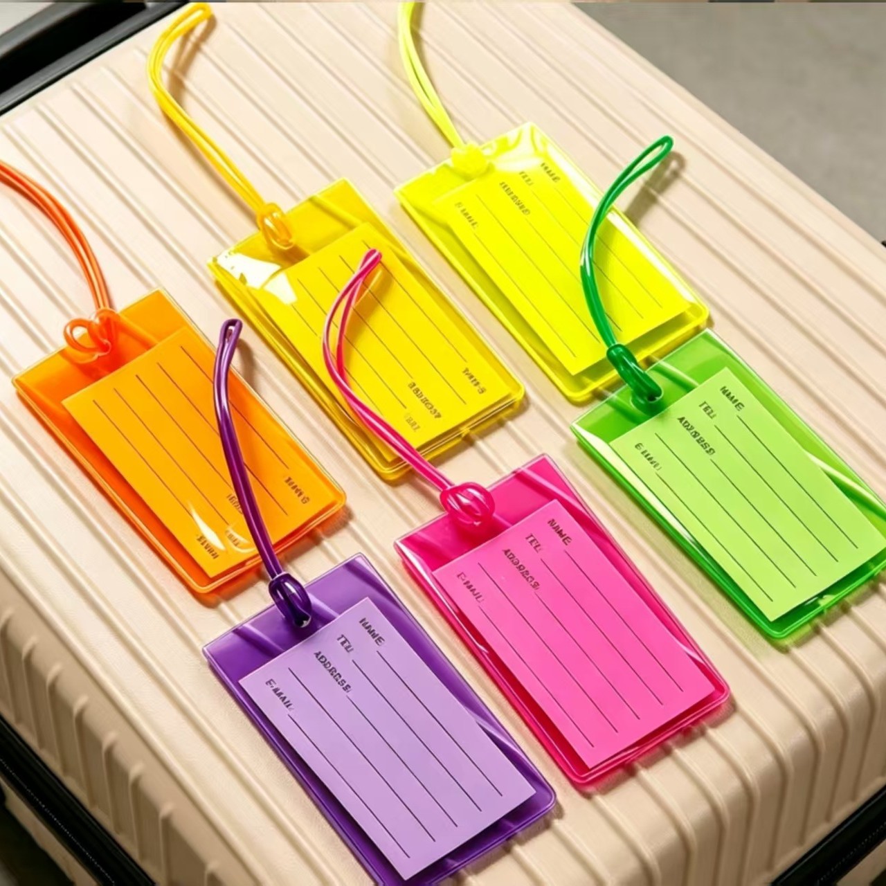 Amazon Luggage Tag Colorful Plastic Pvc Luggage Tag Soft Plastic Card Luggage Tag Check-In Tag Printed Logo