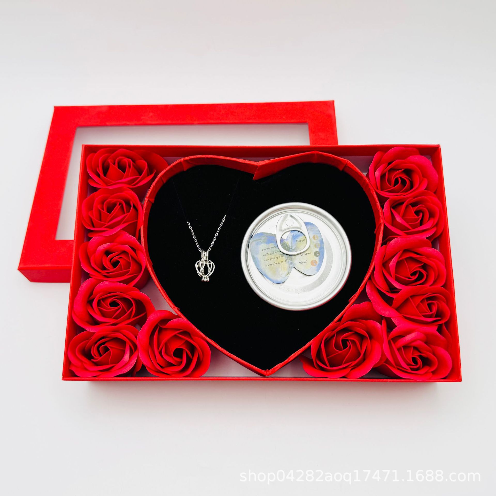 12朵玫瑰花饰品珍珠项链手链礼盒套装 情人节女神节送女友玫瑰香