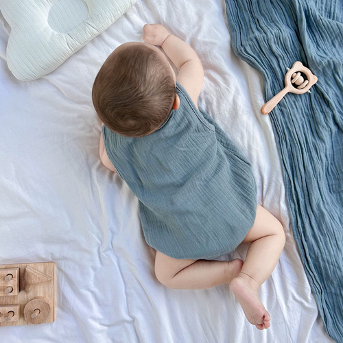 Export Male Baby Infant Sleeveless Vest Pampers Ins Style Summer Thin Gauze Cotton Newborn Clothes 