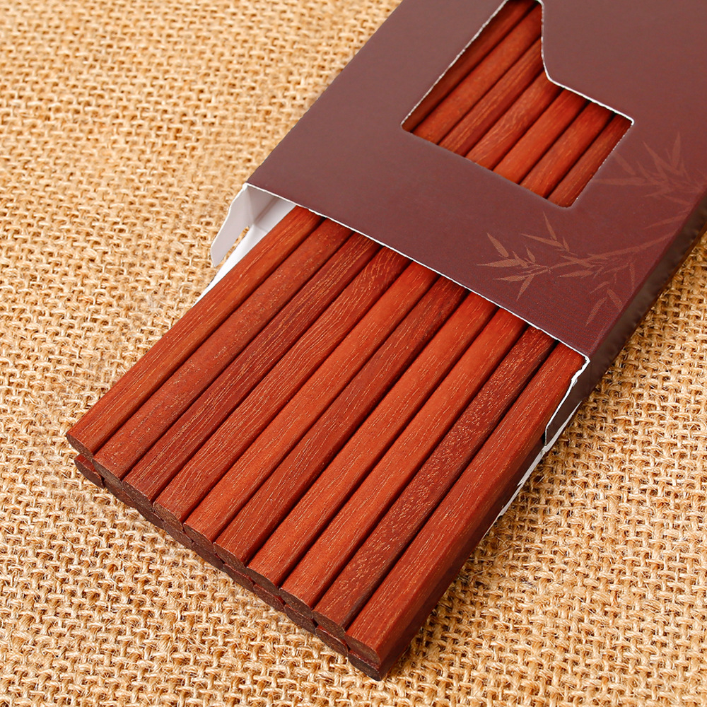 Palillos de madera de ala de pollo al por mayor 25cm para el hogar Palillos de madera maciza 10 pares en caja sin pintura, sin cera, antideslizante, LOGOTIPO tallado